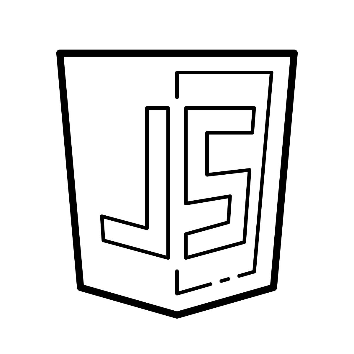 outline hand drawn style javascript icon