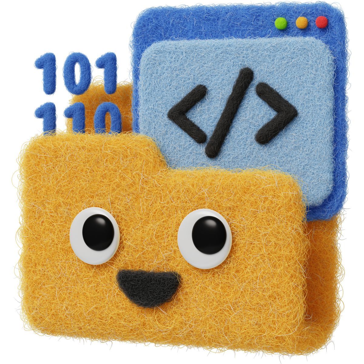иконка folder with code 3d fuzzy стиль